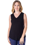 V Neck Tunic Tank Top with Round Hemline