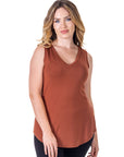 V Neck Tunic Tank Top with Round Hemline