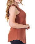V Neck Tunic Tank Top with Round Hemline