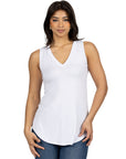 V Neck Tunic Tank Top with Round Hemline