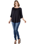 24seven Comfort Apparel Bell Sleeve Loose Fit Tunic Top
