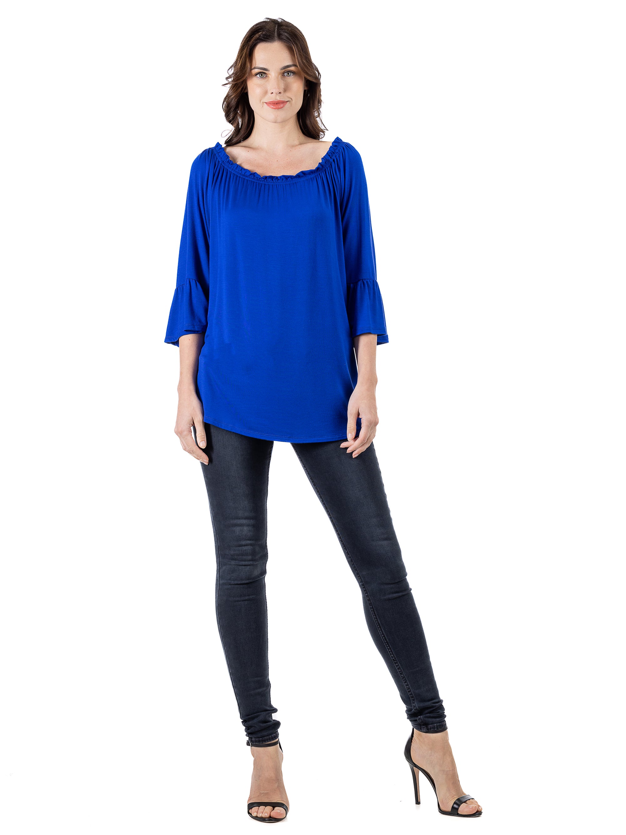 24seven Comfort Apparel Bell Sleeve Loose Fit Tunic Top