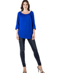 24seven Comfort Apparel Bell Sleeve Loose Fit Tunic Top