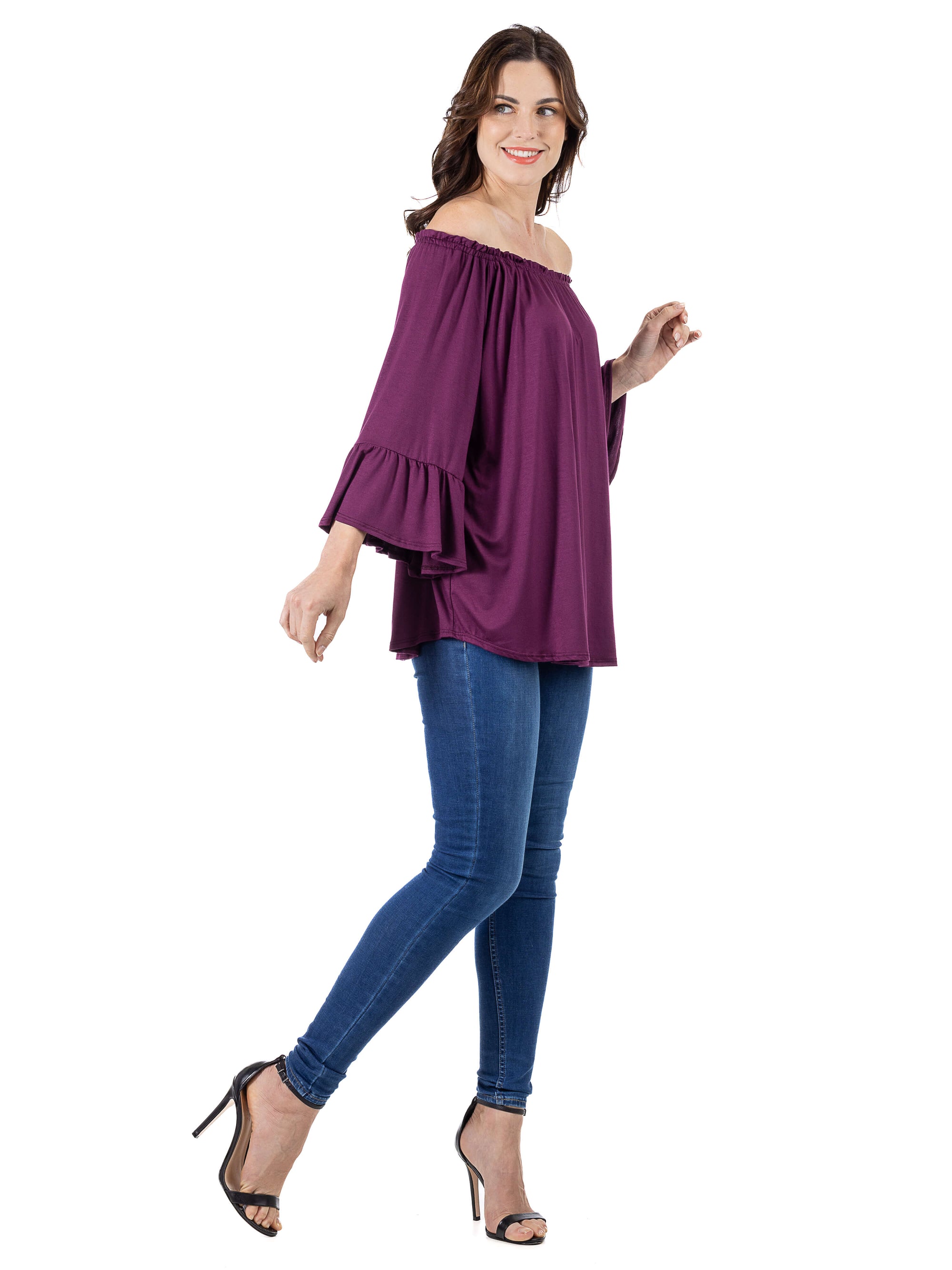 24seven Comfort Apparel Bell Sleeve Loose Fit Tunic Top