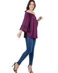 24seven Comfort Apparel Bell Sleeve Loose Fit Tunic Top