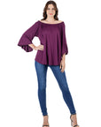 24seven Comfort Apparel Bell Sleeve Loose Fit Tunic Top