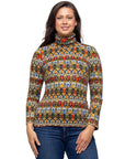 Multicolor Geo Pring Long Sleeve Turtle Neck Top