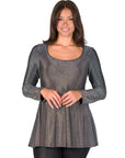 Scoop Neck Long Sleeve Shimmery Fabric Tunic Top