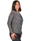 Cowl Neck Long Sleeve Shimmery Fabric Top