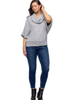 Cowl Neck Dolman Sleeve Sweater Top