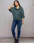 Cowl Neck Dolman Sleeve Sweater Top