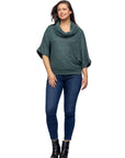 Cowl Neck Dolman Sleeve Sweater Top