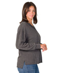 Relaxed Fit Ribbed Knit V Neck Sweater Top