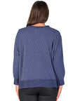 Relaxed Fit Ribbed Knit V Neck Sweatshirt Top