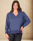 Relaxed Fit Ribbed Knit V Neck Sweatshirt Top