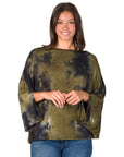 Green Tie Dye Batwing Sleeve Relaxed Fit Top