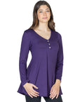 Flared Long Sleeve Henley Tunic Top