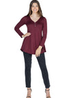 Flared Long Sleeve Henley Tunic Top