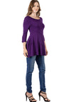 Ruched Sleeve Swing Tunic Top