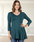 V-Neck Loose Fit Three Quarter Sleeve Tunic Top