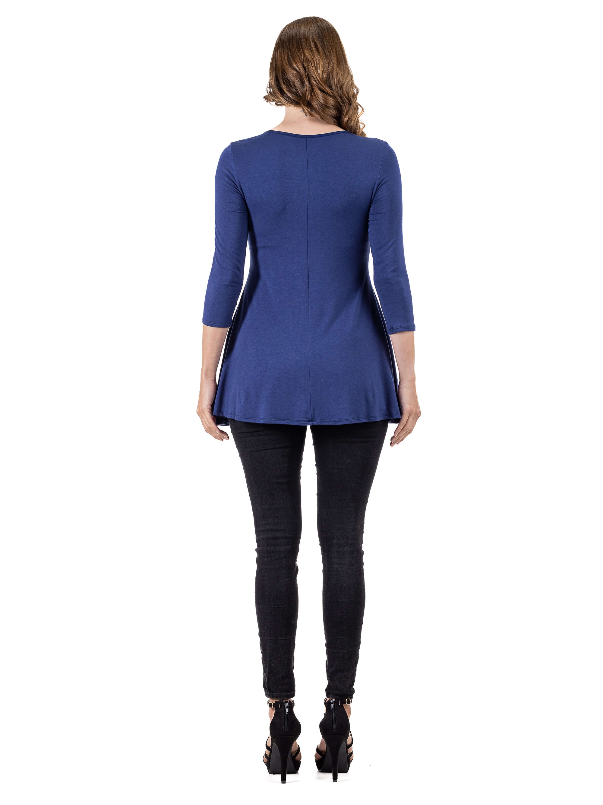 V-Neck Loose Fit Three Quarter Sleeve Tunic Top