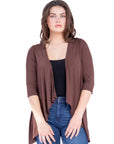 Elbow Length Sleeve Open Cardigan
