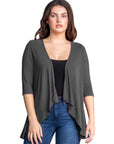 Elbow Length Sleeve Open Cardigan