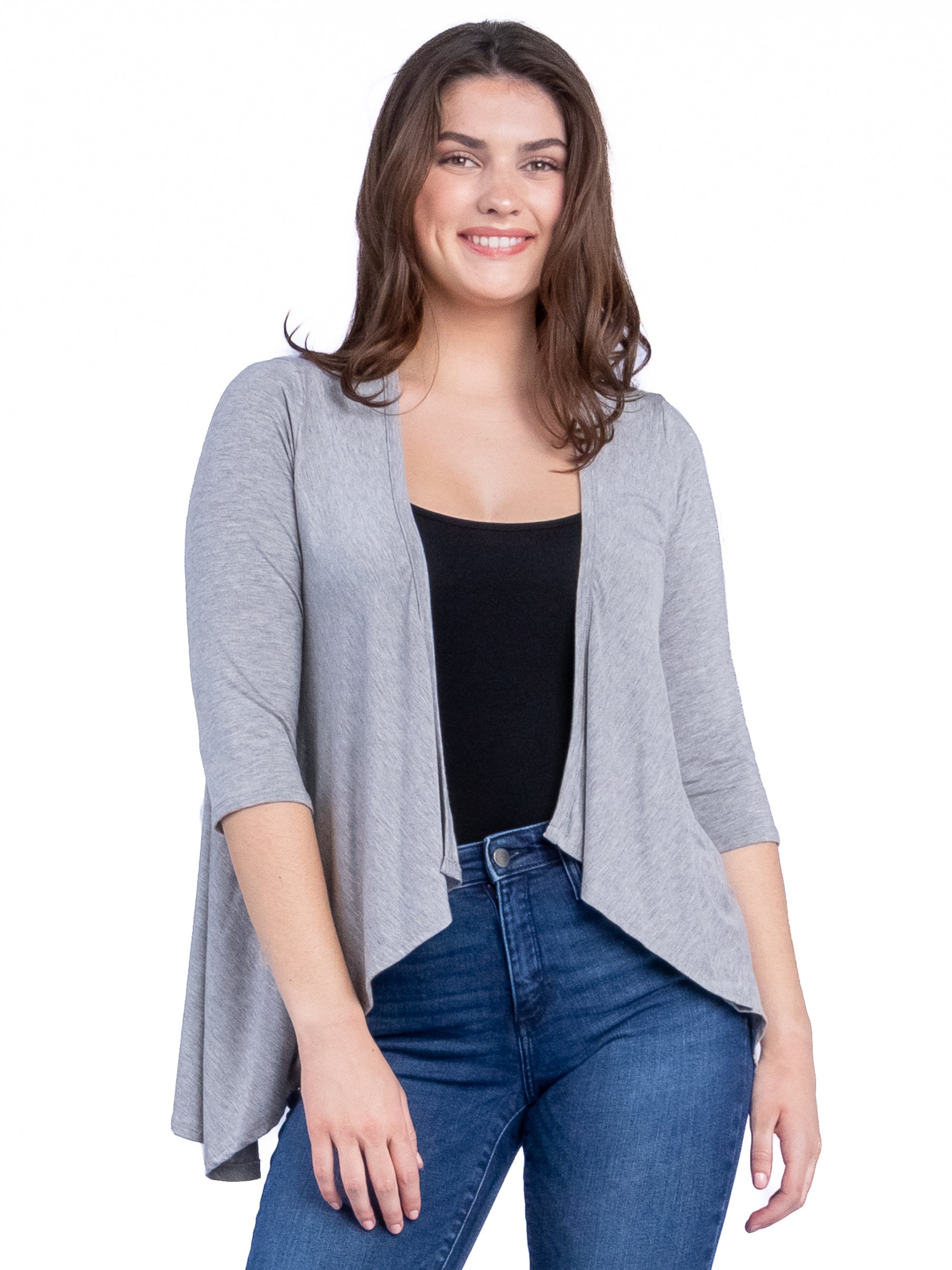 Elbow Length Sleeve Open Cardigan
