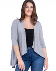 Elbow Length Sleeve Open Cardigan