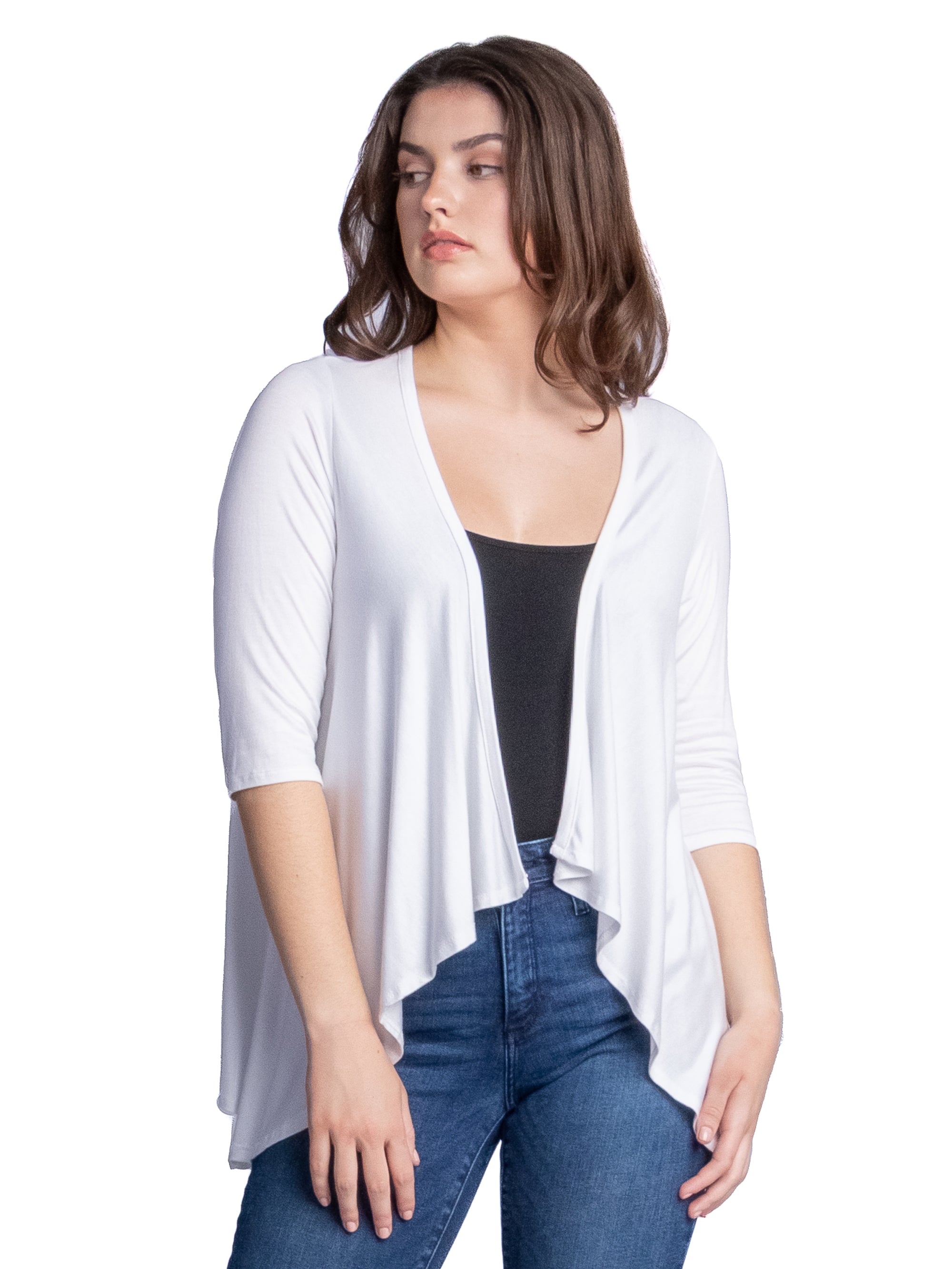 Elbow Length Sleeve Open Cardigan