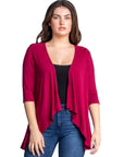 Elbow Length Sleeve Open Cardigan