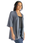 Open Front Elbow Length Sleeve Womens Cardigan