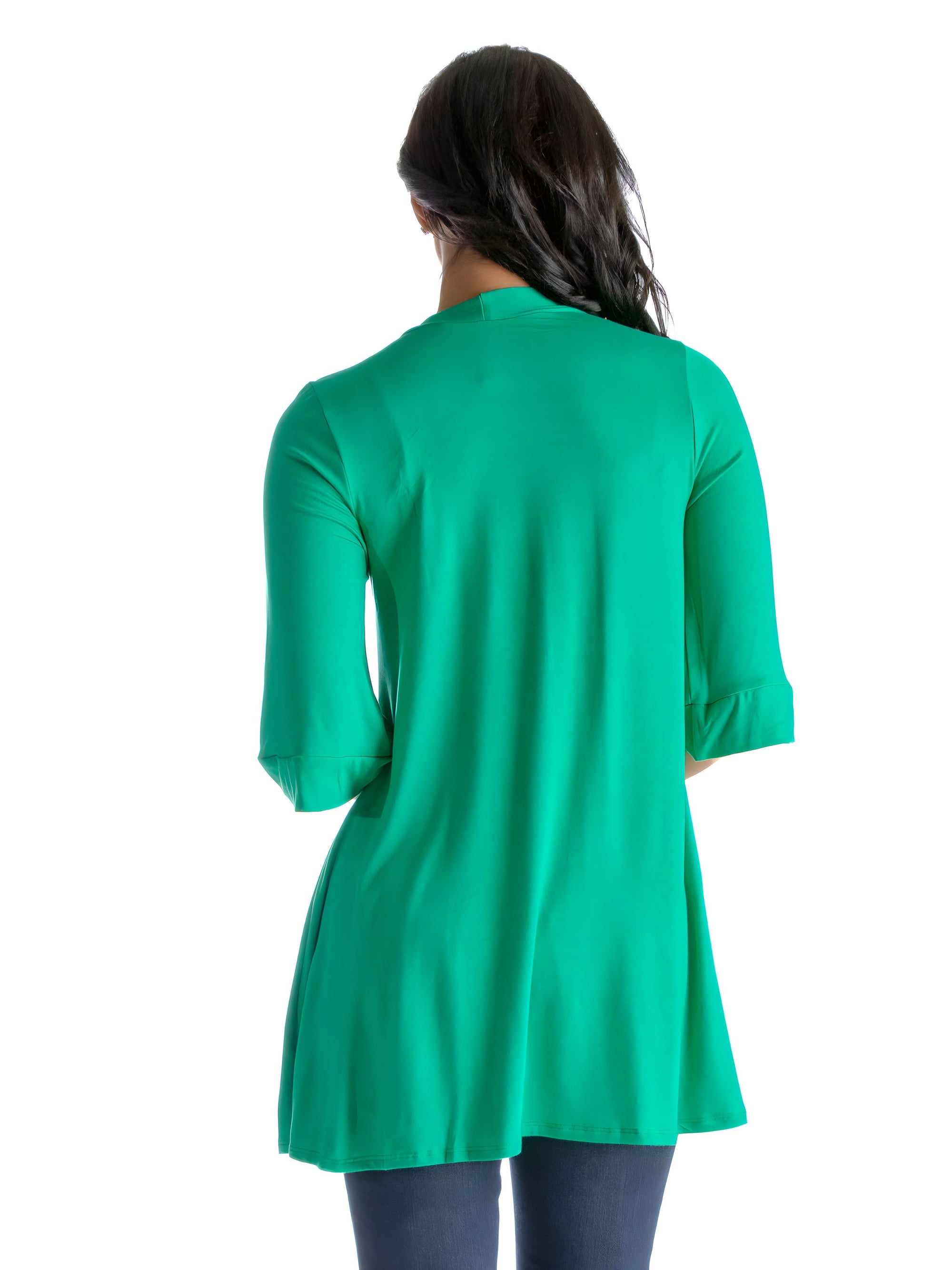 Open Front Elbow Length Sleeve Womens Cardigan