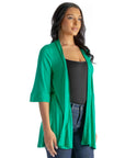 Open Front Elbow Length Sleeve Womens Cardigan