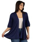 Open Front Elbow Length Sleeve Womens Cardigan