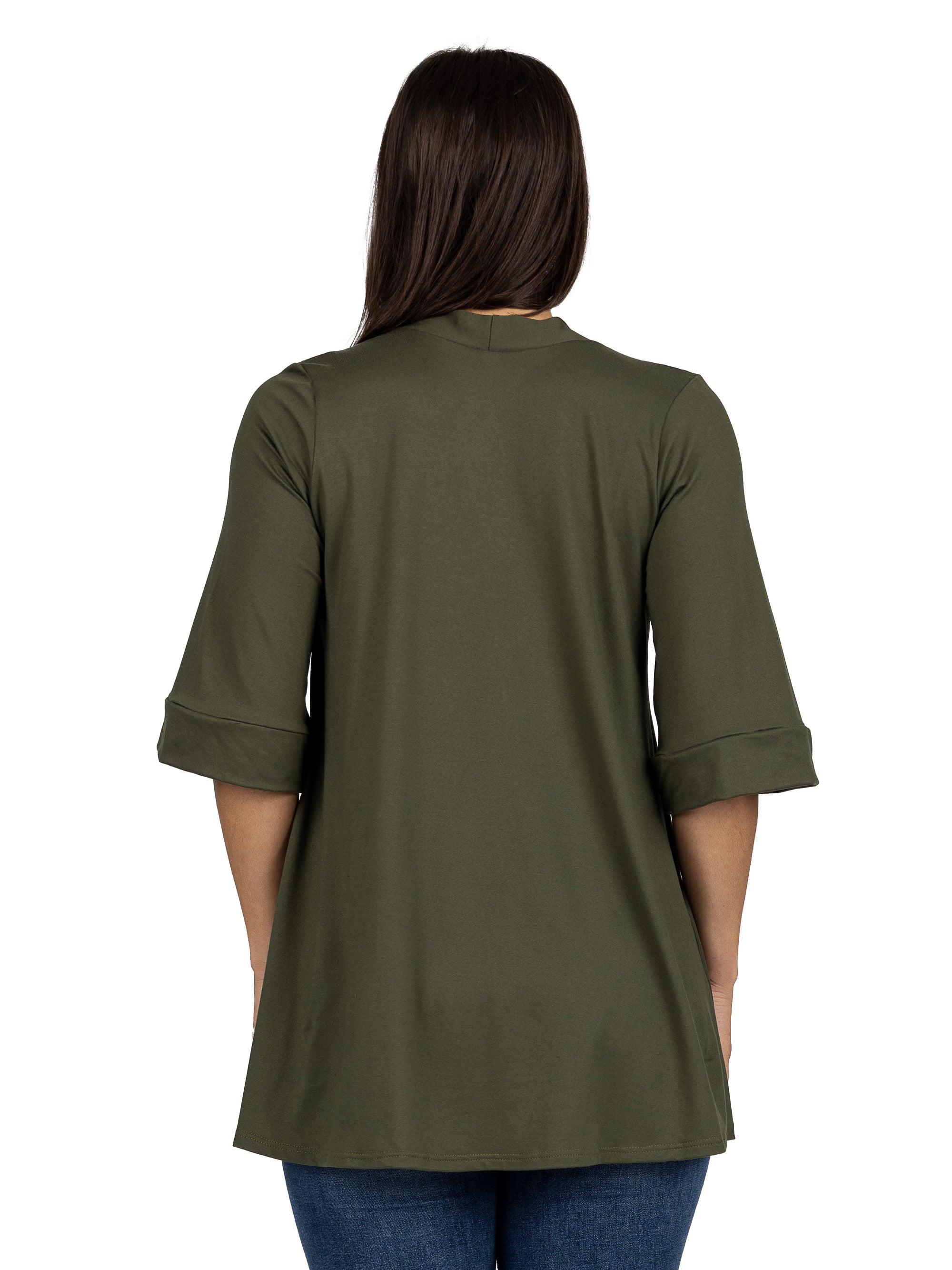 Open Front Elbow Length Sleeve Womens Cardigan