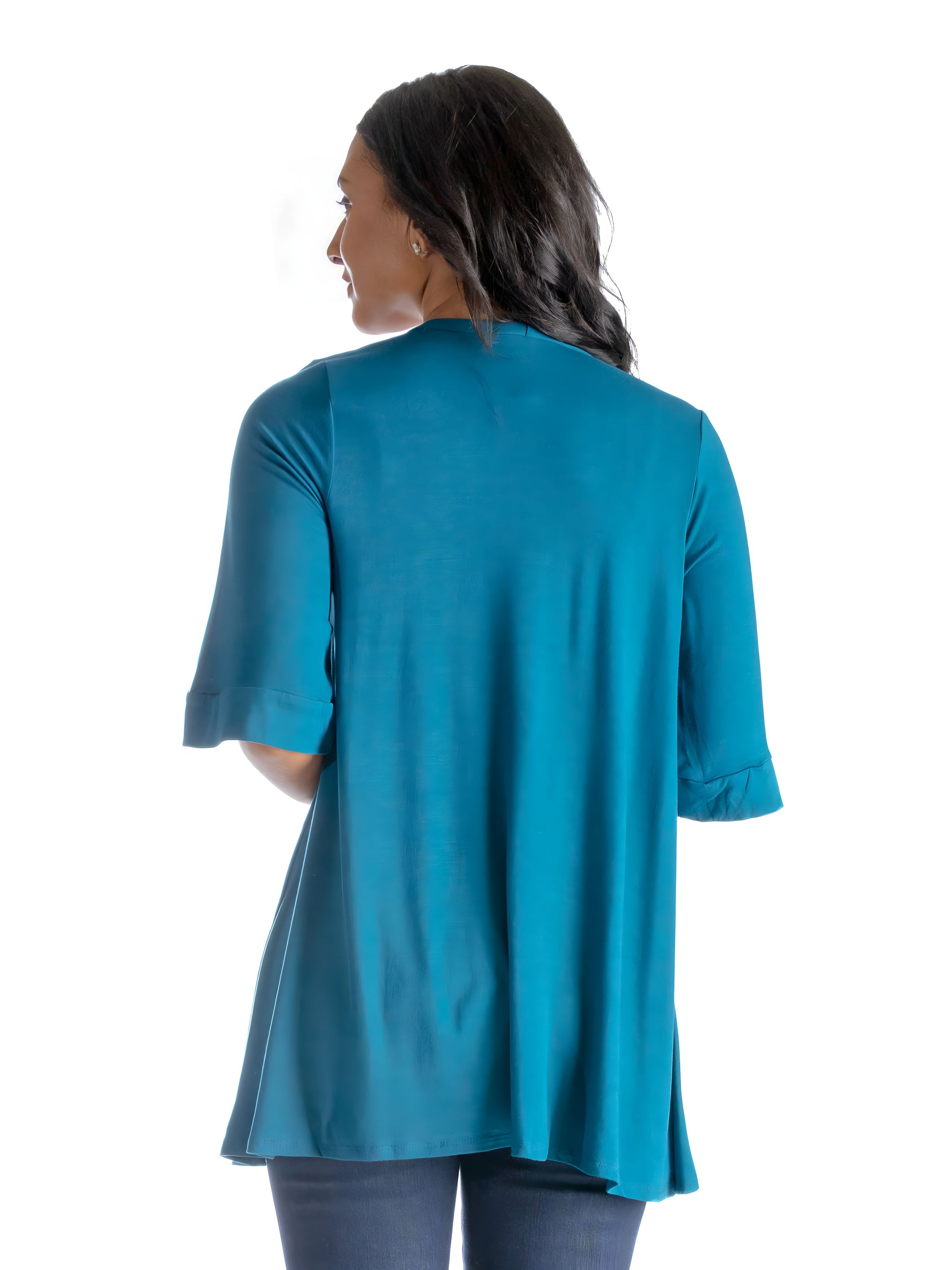 Open Front Elbow Length Sleeve Womens Cardigan