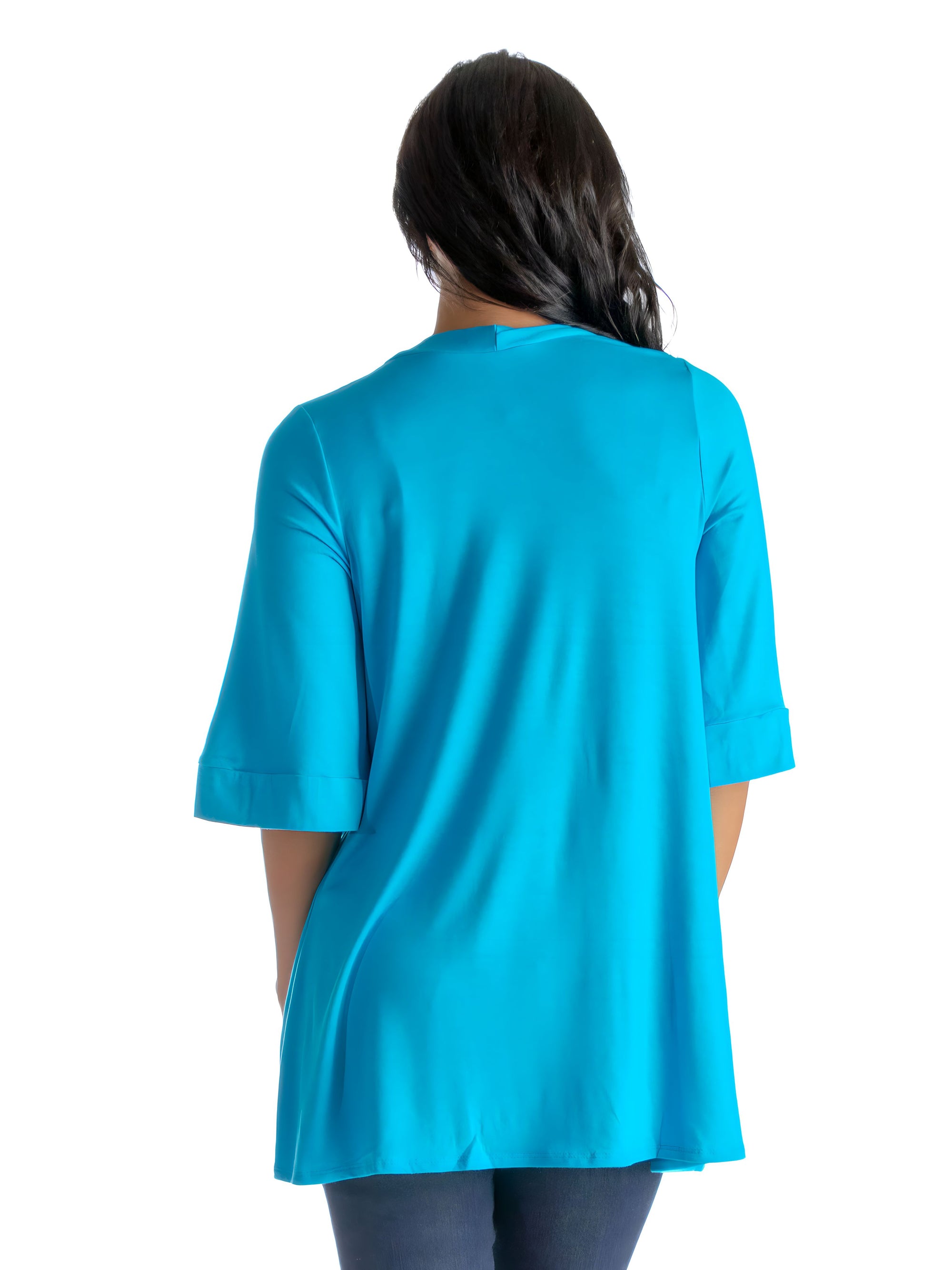 Open Front Elbow Length Sleeve Womens Cardigan