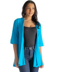 Open Front Elbow Length Sleeve Womens Cardigan
