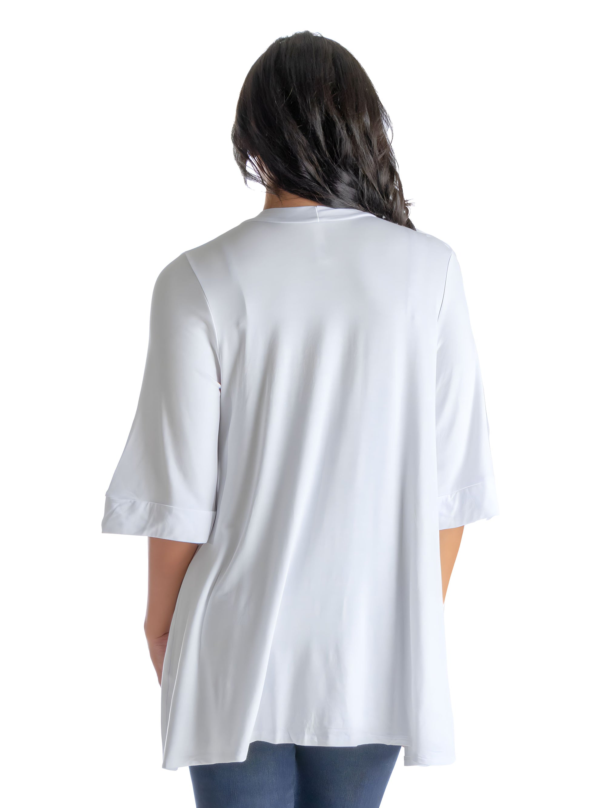 Open Front Elbow Length Sleeve Womens Cardigan