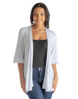 Open Front Elbow Length Sleeve Womens Cardigan