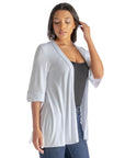 Open Front Elbow Length Sleeve Womens Cardigan
