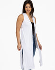 Sleeveless Long Cardigan Vest with Side Slit