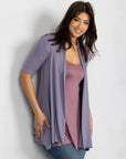 Loose Fit Open Front Cardigan with Half Sleeve