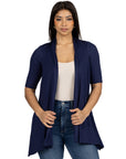 Loose Fit Open Front Cardigan with Half Sleeve