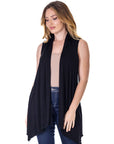 Draped Open Front Sleeveless Cardigan Vest