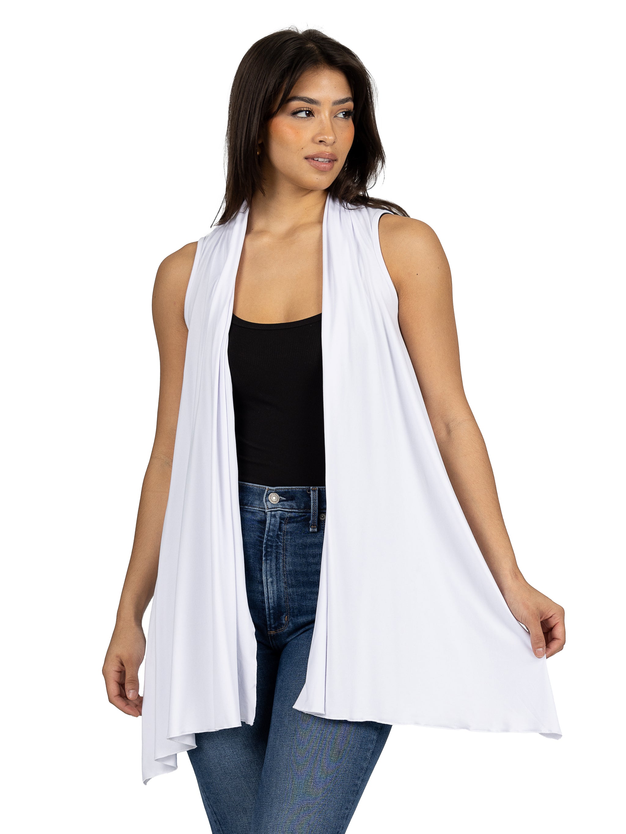 Open front sleeveless vest 2025