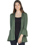 Womens Knit Bell Sleeve Open Cardigan
