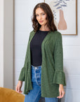 Womens Knit Bell Sleeve Open Cardigan