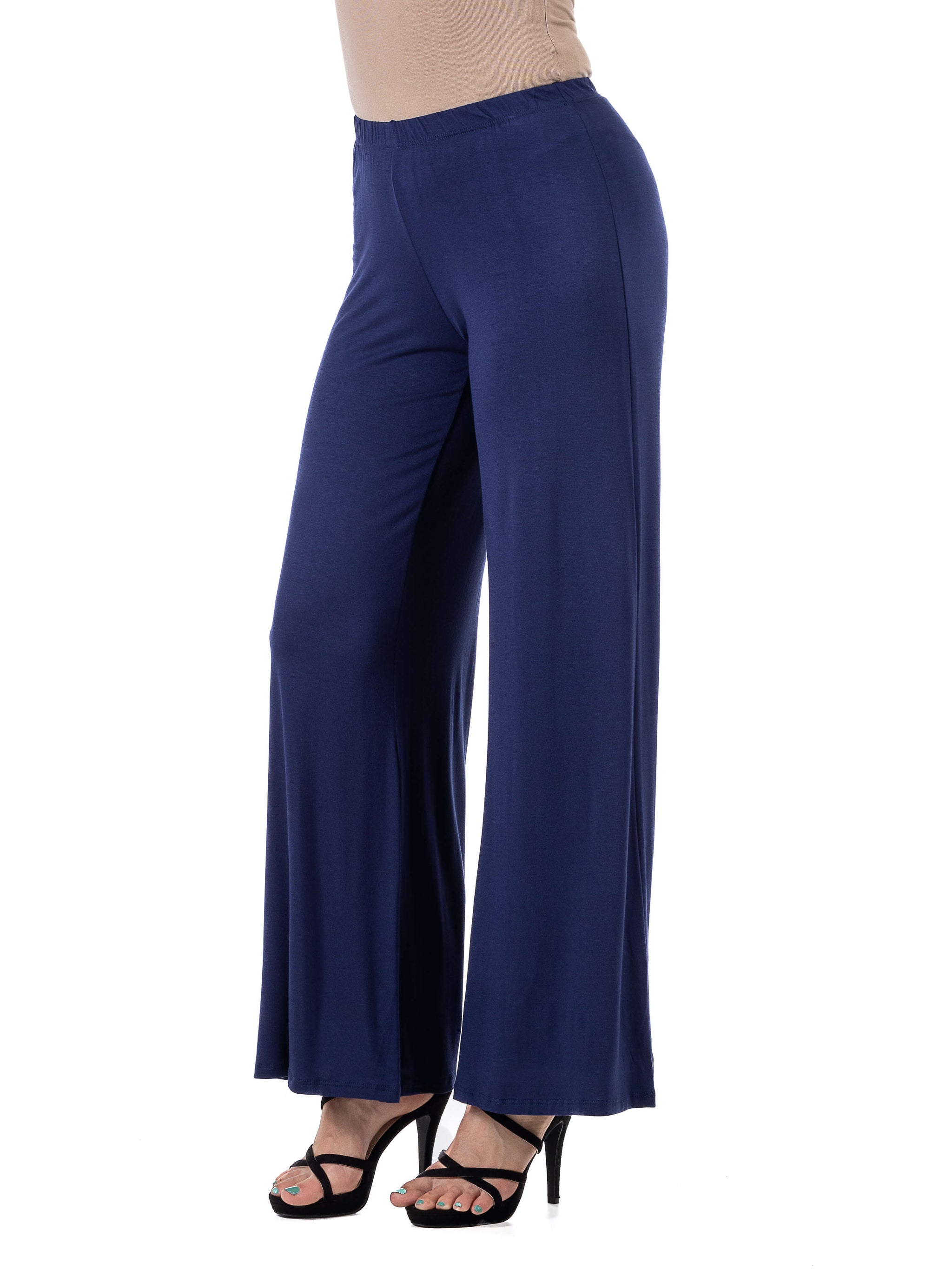 24 7 Comfort Apparel Womens Comfortable Palazzo Pants Wine S